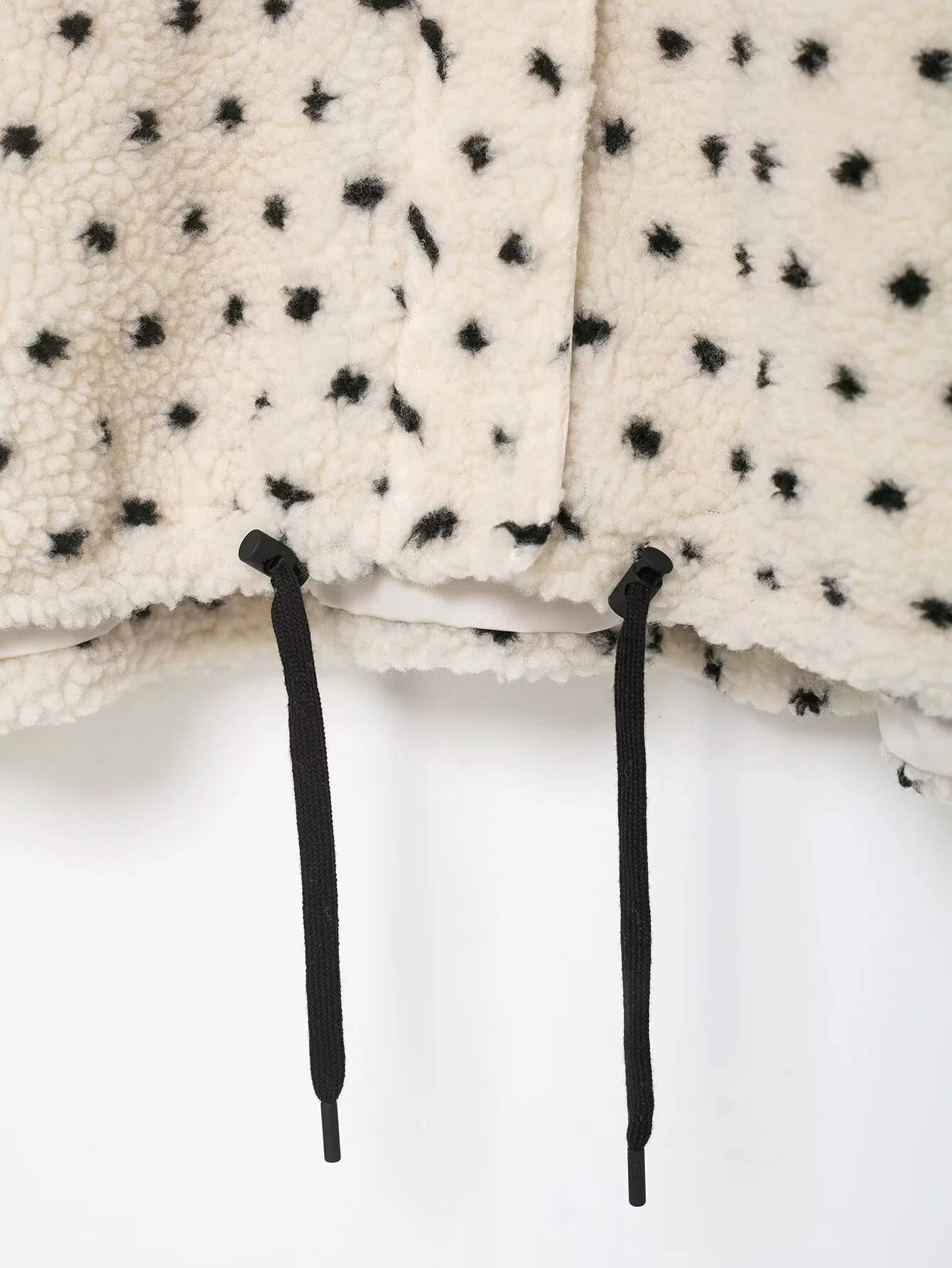 2025 hiver nouveau femmes décontracté doux mode col montant à manches longues à pois laine d'agneau polaire veste chaude