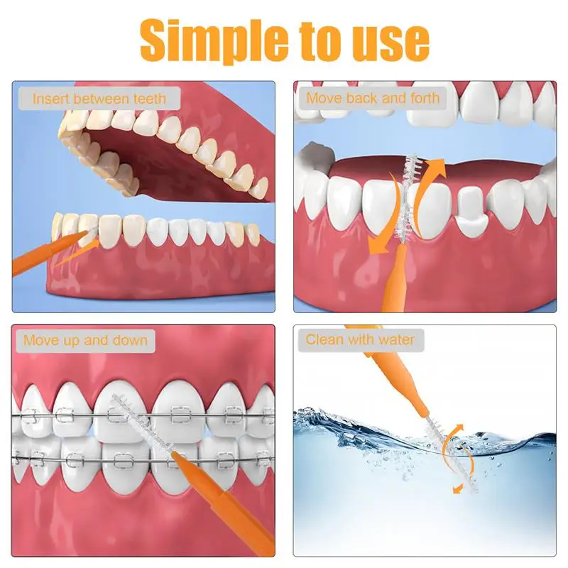 Fil dentaire interdentaire pour les dents, cure-dents, accolades en plastique, brosse à dents, livres, outil de soins bucco-dentaires, 100 pièces