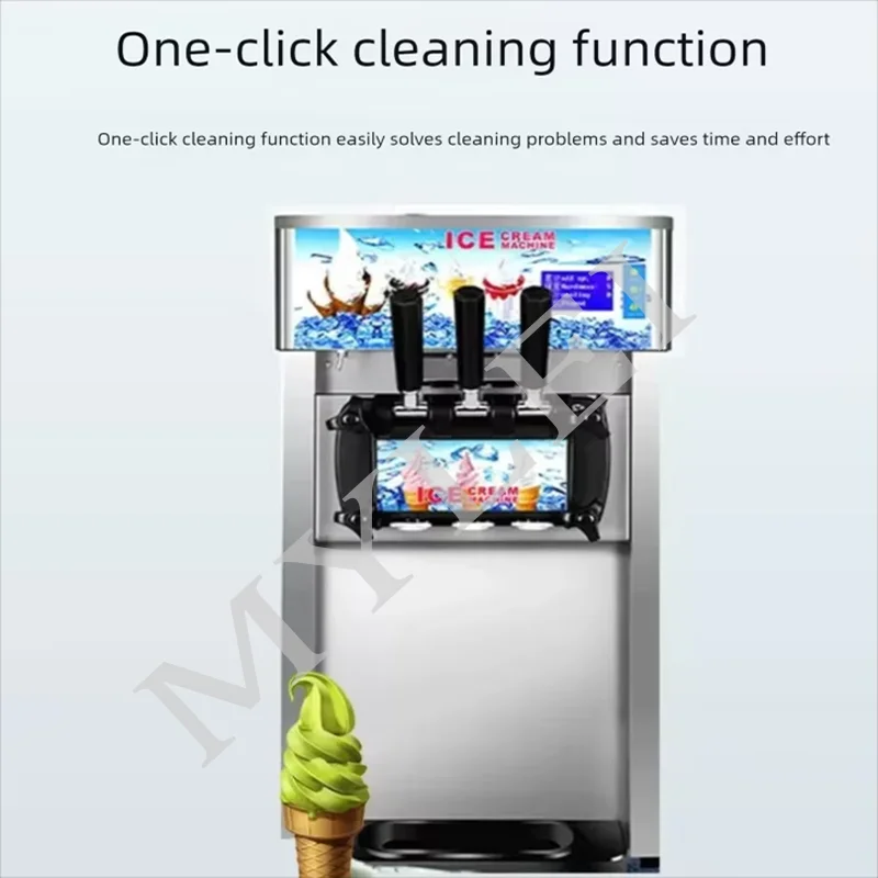 Soft Serve Ice Cream Machine Automatic 3 Flavors Yogurt Ice Cream Making Commercial Ice Cream Makers for Business Icecream Roll