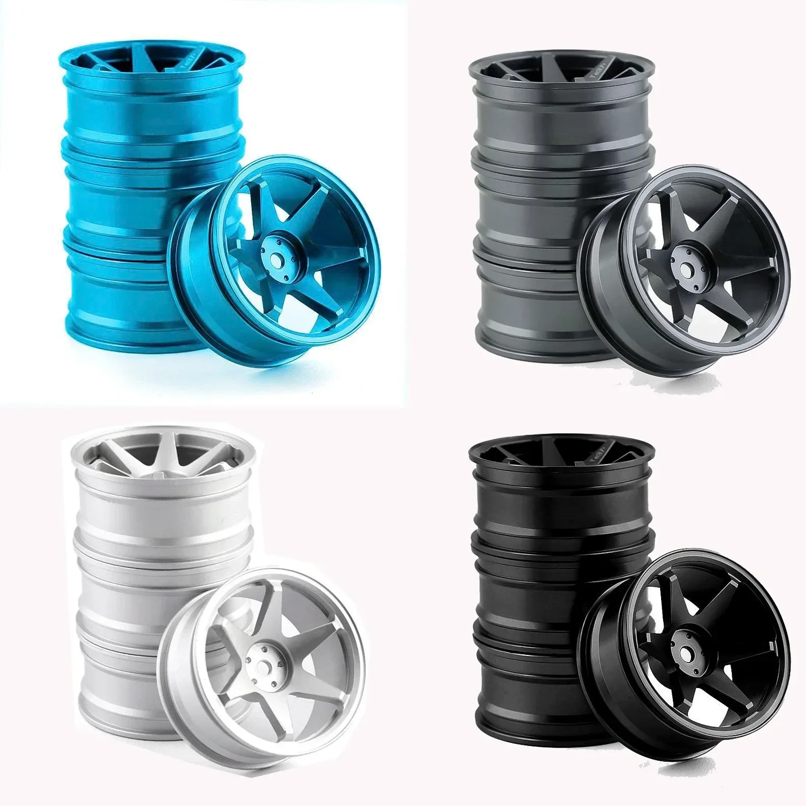 4pcs 52mm 1/10 RC On-Road Drift Racing Car Metal Wheel Rim Wheel Hubs TE37 for Tamiya Kyosho HSP HPI Sakura Trxs RedCat