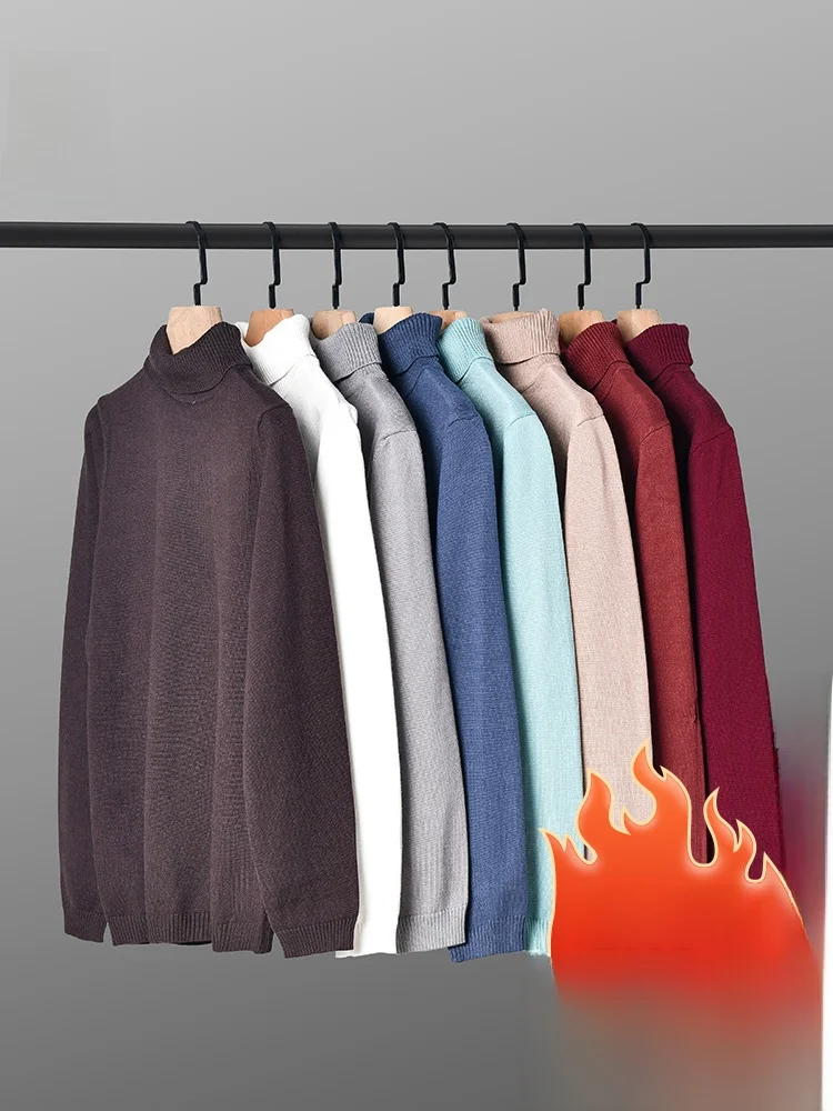 

Мужская трикотажная кофта с высоким воротником, облегающая, термо-футболка, однотонная, зимняя, модная, базовый слой, молодежная повседневная одежда