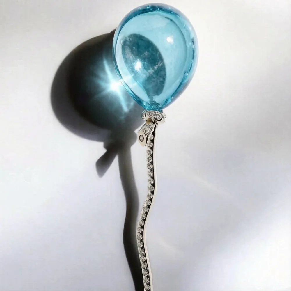 Exquisite Blue Treasure Balloon Brooch Fashionable and Versatile Super Flash Inlaid with Water Diamond Pin Jewelr Accessories