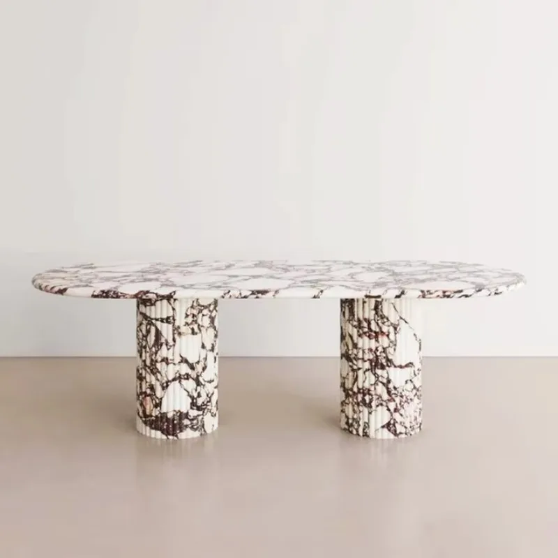 Italian Calacatta Viola Marble Table Dining Table Living Room Sofa Fluted Marble Marmol Mesa Viola Marble Coffee Table