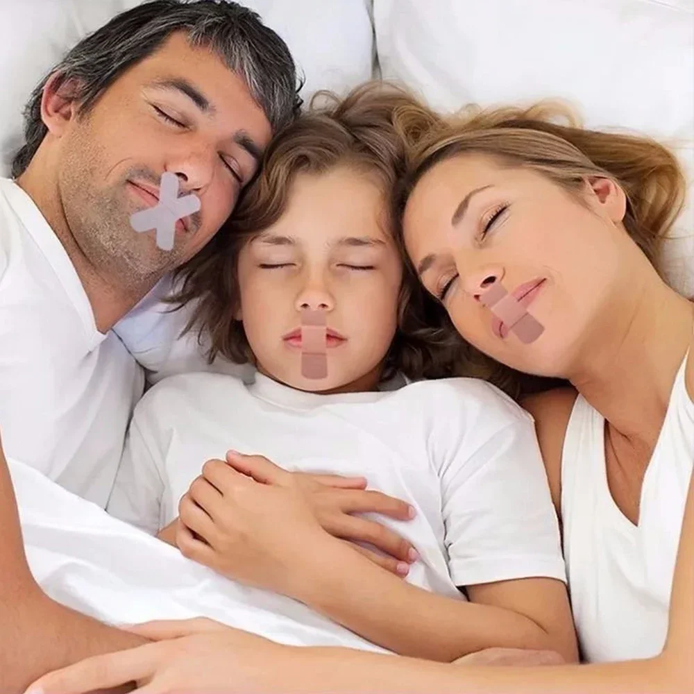 Pegatina antirronquidos para niños y adultos, parche para mejorar la respiración, corrección de boca, ortesis, cinta para dormir de noche, labios y nariz, belleza y salud