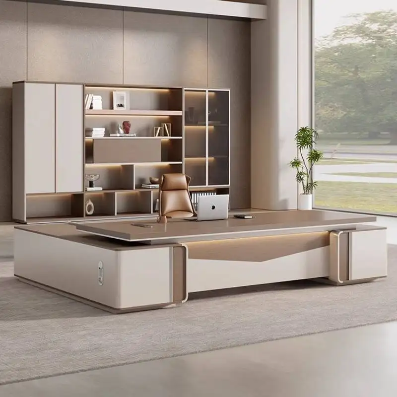 Big Designer Executive Office Desk Strong Brown Large Modern Computer Desks Standing Drawers Mesas De Escritorio Furniture