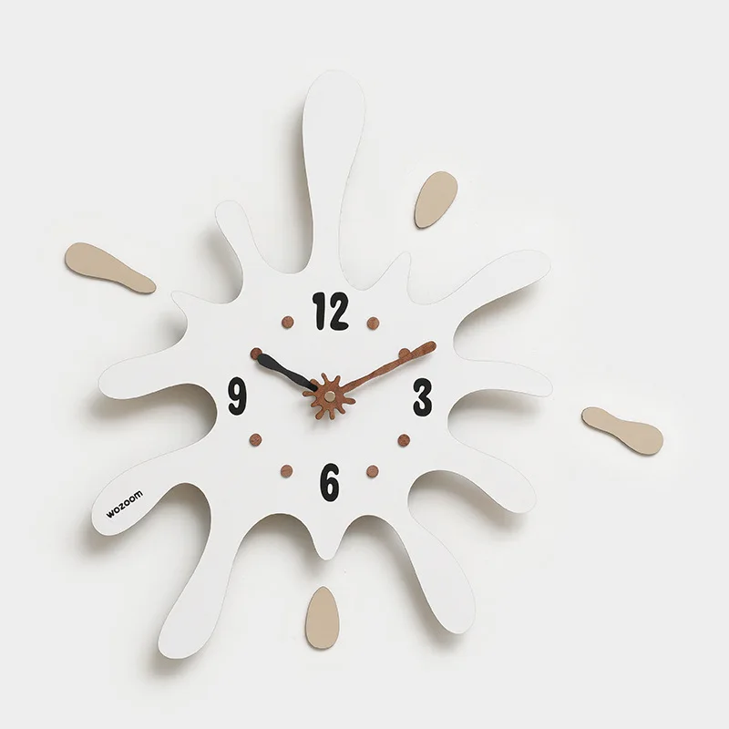 Punch-free Nordic luxury clock wall clock living room home art atmosphere cream wind clock wall.