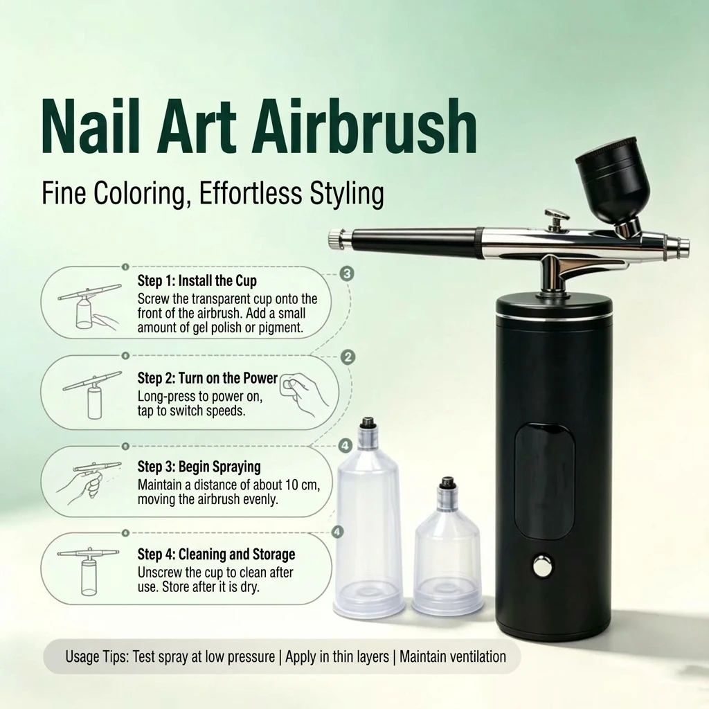 Airbrush Kit with Air Compressor Portable Rechargeable Nail Art Painting Spray Gun for Car Paint Touch Up