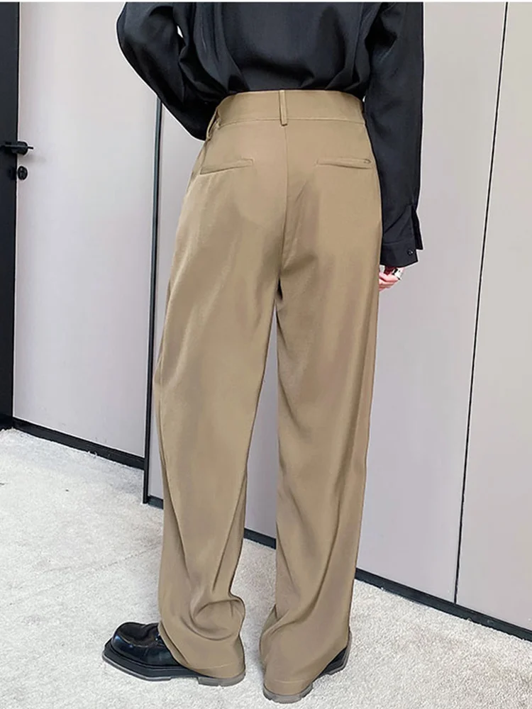 Simple New Straight Men's Trousers Korean Temperament Wide Leg Pants Metal Pockets Design Casual Suit Pants 2022 New 2A0221