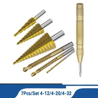 7Pcs/Set HSS Step Drill Bit Set 4-12/4-20/4-32mm Pagoda Drill Bit Twist Drill Bit Drilling Power Tools Wood Press Metal Tools