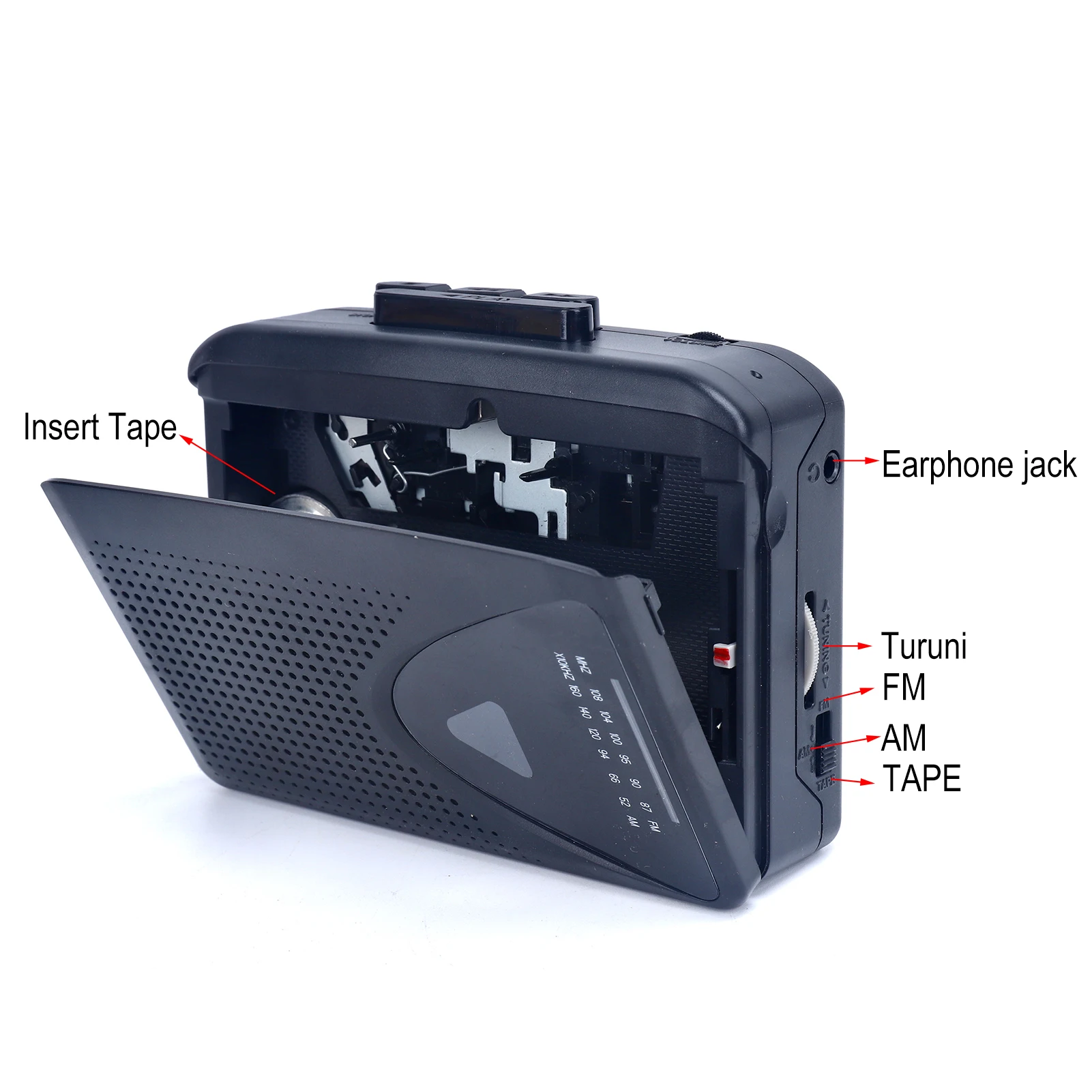 Tape Cassette Player Walkman Cassette Player Portable Speaker Multiple Power Supply Methods AM/FM Radio Function Music Player
