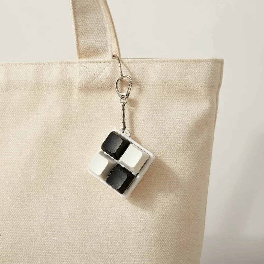 Square 4 Buttons Keyboard Key Chain Easy To Press Mini 2x2 Keyboard Fidget Macaron Color Keyboard Keycap Key Chain Leisure Time
