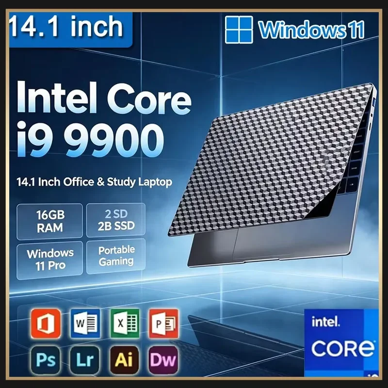 High Performance Gamer Notebook 14.1 Inch Intel Core i9-9900 16GB RAM 1TB 2TB SSD Portable Laptop For Office Study