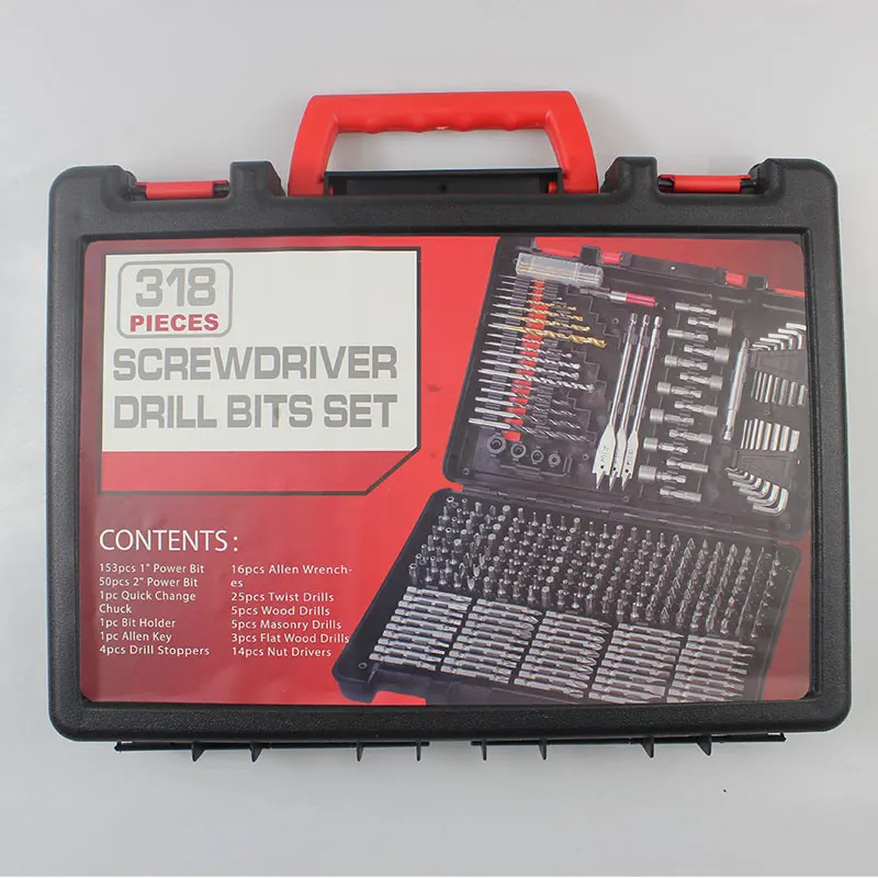 総合的な穴あけ・ドリルアクセサリーキット 石材用318個入り ドライバーとドリルビットセット 木材用チタンHSSドリルビット
