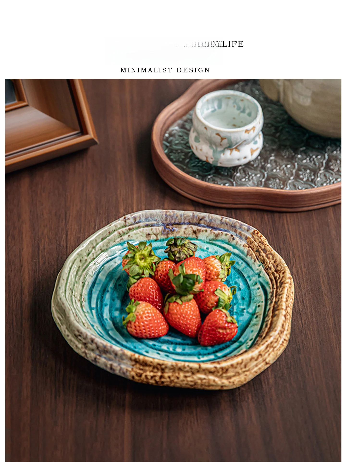 

Tlife Pool Retro Blue Cerc Ice Cra Glaze Spiral shaped Salad Plate Bowl Dining Utensils Thiened Bowl Wall Food Se