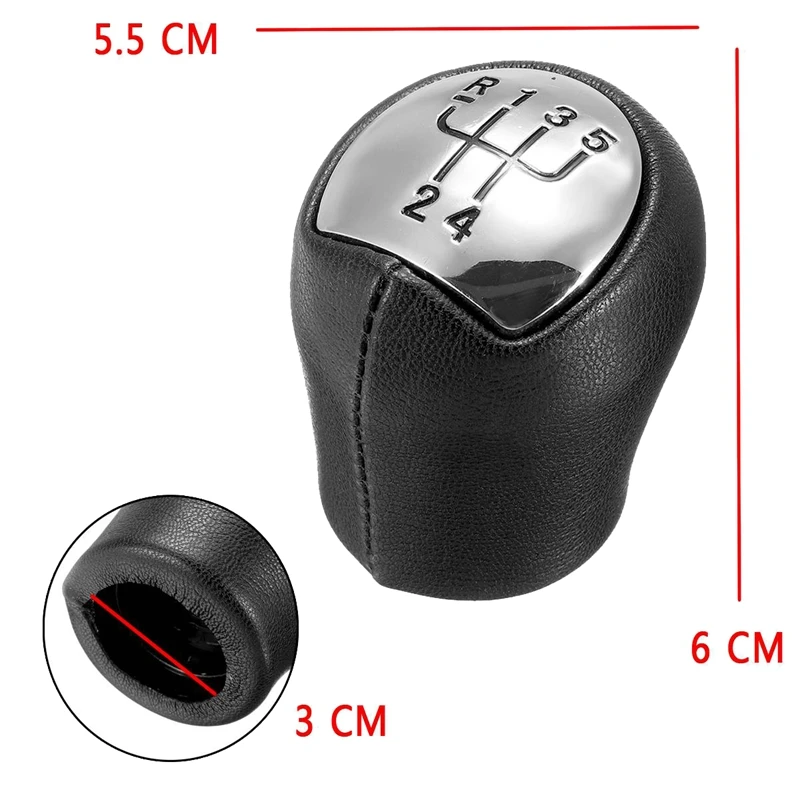 5 Speed Chrome Leather Car Gear Shift Knob Shifter Lever For Renault Clio Espace Kangoo Express Laguna Megane Cabriolet