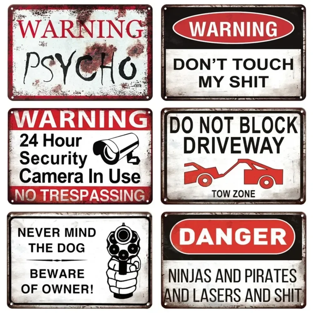 Retro Danger Warning Metallschild – Vintage-Warnschild – Metallplatte für Garage Park Home Wall Decor