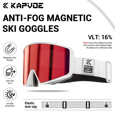 Kapvoe Photochromic Ski Goggle Snowboard Anti-Fog Mask Women Men Eyewear Magnetic UV400 Protect Snow Glasses Snowmobile Winter