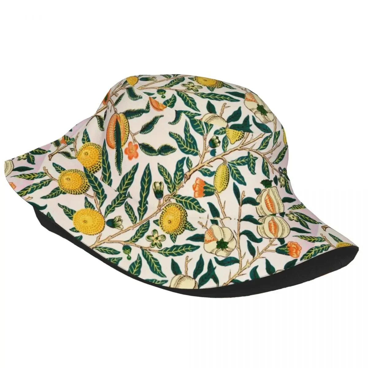 Custom William Morris Lemon Pattern Bucket Hat Women Men Fashion Summer Outdoor Sun Summer Citrus Fruit Fisherman Cap