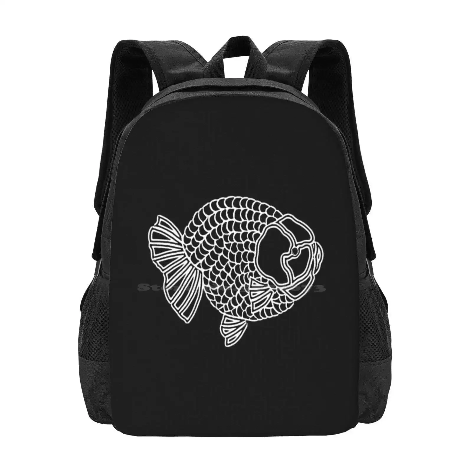 

Ranchu Full Black White Goldfish Logo In Black Background 0328 A Backpack For Student School Laptop Travel Bag Ranchu Full