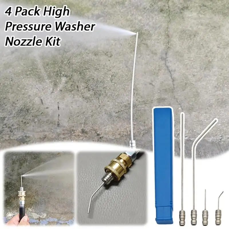 4Pcs High Pressure Needle Nozzle Straight/Side Jet Cleaning Nozzle Water Blaster For AC & Car Washer Tanks Gap Deep-Cleaning