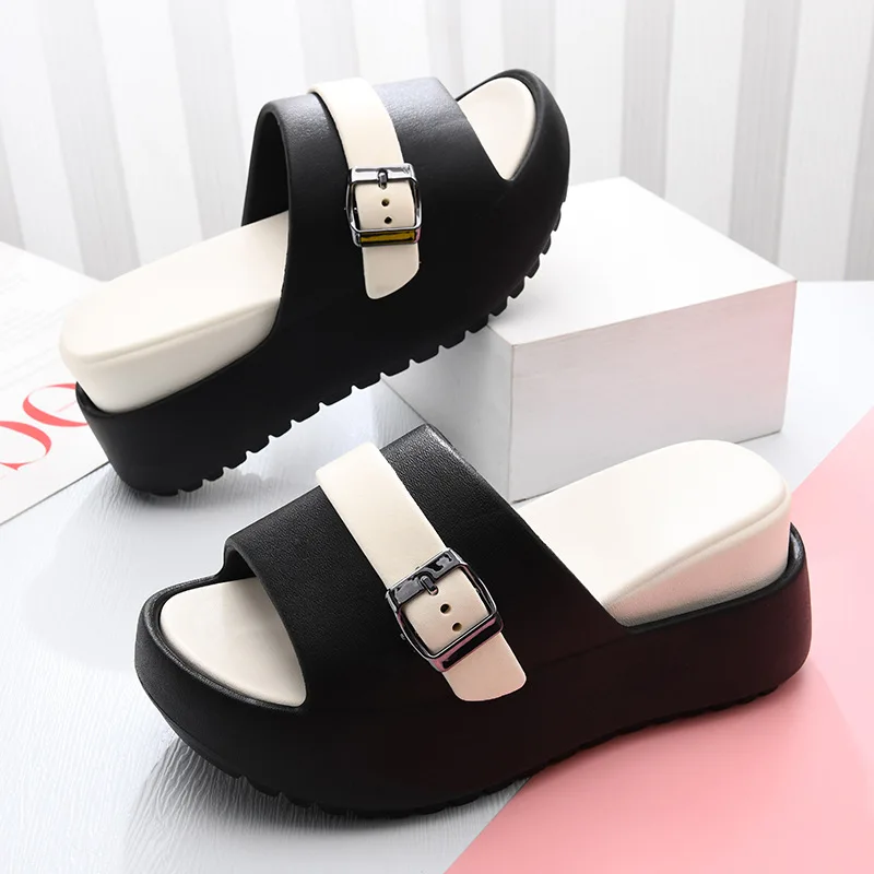 

Custom New Style Women's Slippers Non-Slip EVA Heightened Ultra Thick Sole Home Fashion Soft Cushioning Indoor and Outdoor