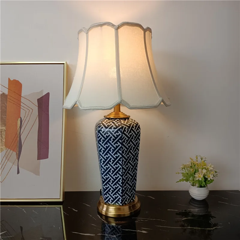 Keramik-Schreibtischlampe, einfache Atmosphäre, Nachtlampe für Wohnzimmer, Schlafzimmer, Arbeitszimmer, dekorative Schreibtischlampe