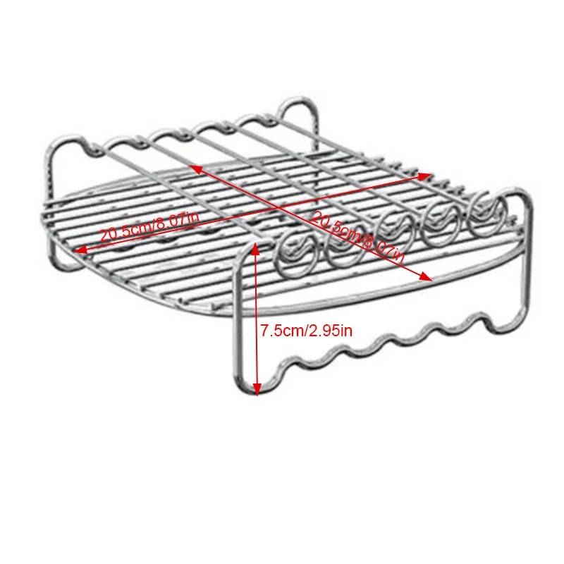 رف A74X لمقلاة الهواء المنزلية مقلاة هوائية طبقة مزدوجة رف مقلاة هوائية شواء لوازم الشواء خمسة إبر مستديرة