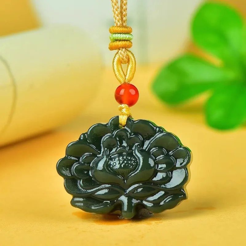 Sapphire Flower Blooming Rich Orchid Jade Pendant Women's Necklace