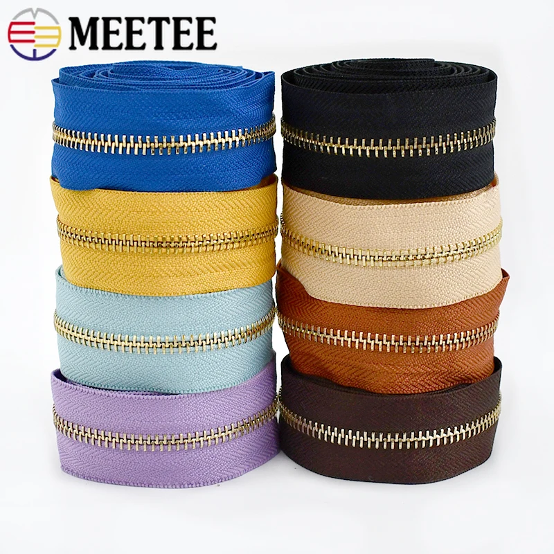 Meetee 1/2Yards 5 # cerniere in metallo per cucire zaino fai da te riparazione Zip cappotto sportivo vestiti cerniera aperta accessori per abbigliamento