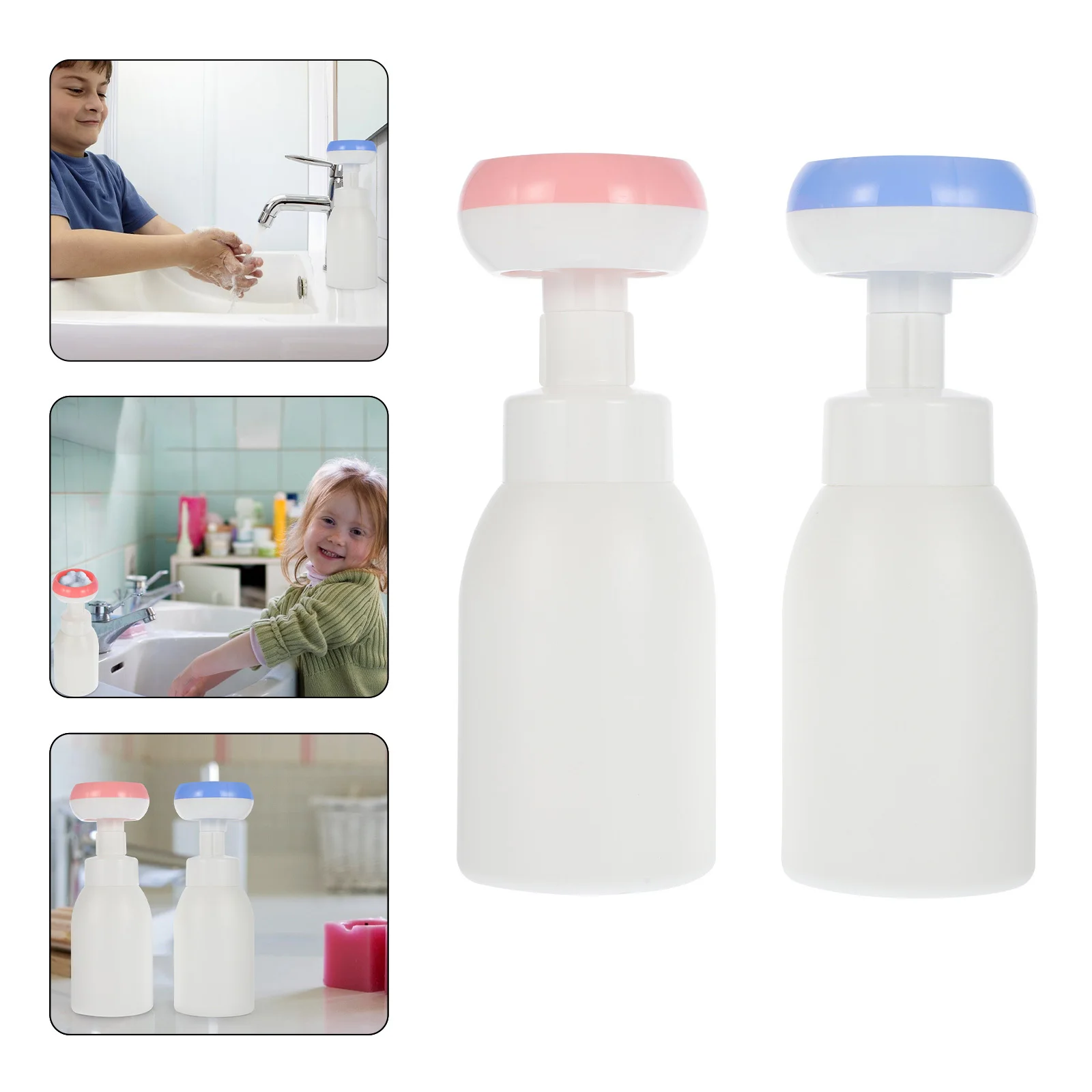 

2pcs 300Ml Foam Soap Dispensers Flower Shape Pet Refillable Bottles For Hand Liquid Soap Travel Use Compact