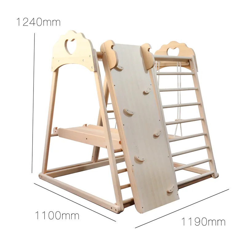 

Kids Wooden Beech Indoor Climbing Frame Kindergarten Play Swing Baby Physical Training Kids Slide Wooden Toys