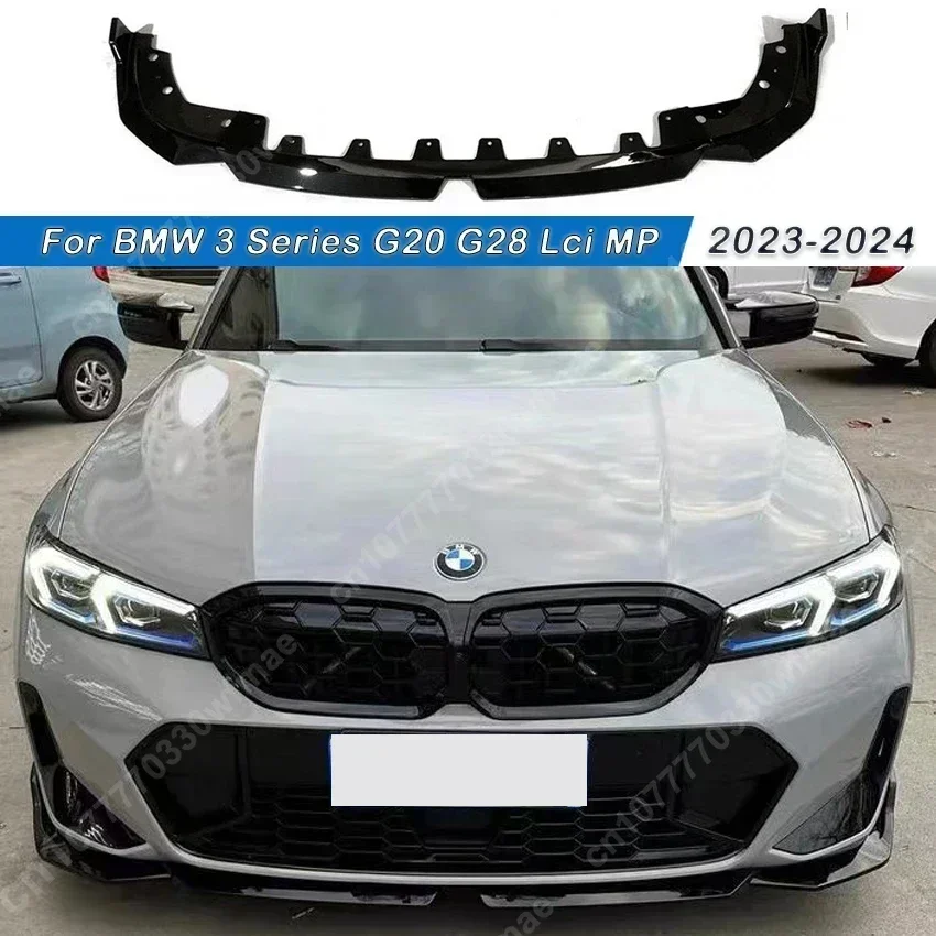 For BMW 3 Series G20 G28 320 325 330 Lci 2023-2024 MP Style Car Front Bumper Splitter Lip Spoiler Diffuser Guard Body Kit Cover