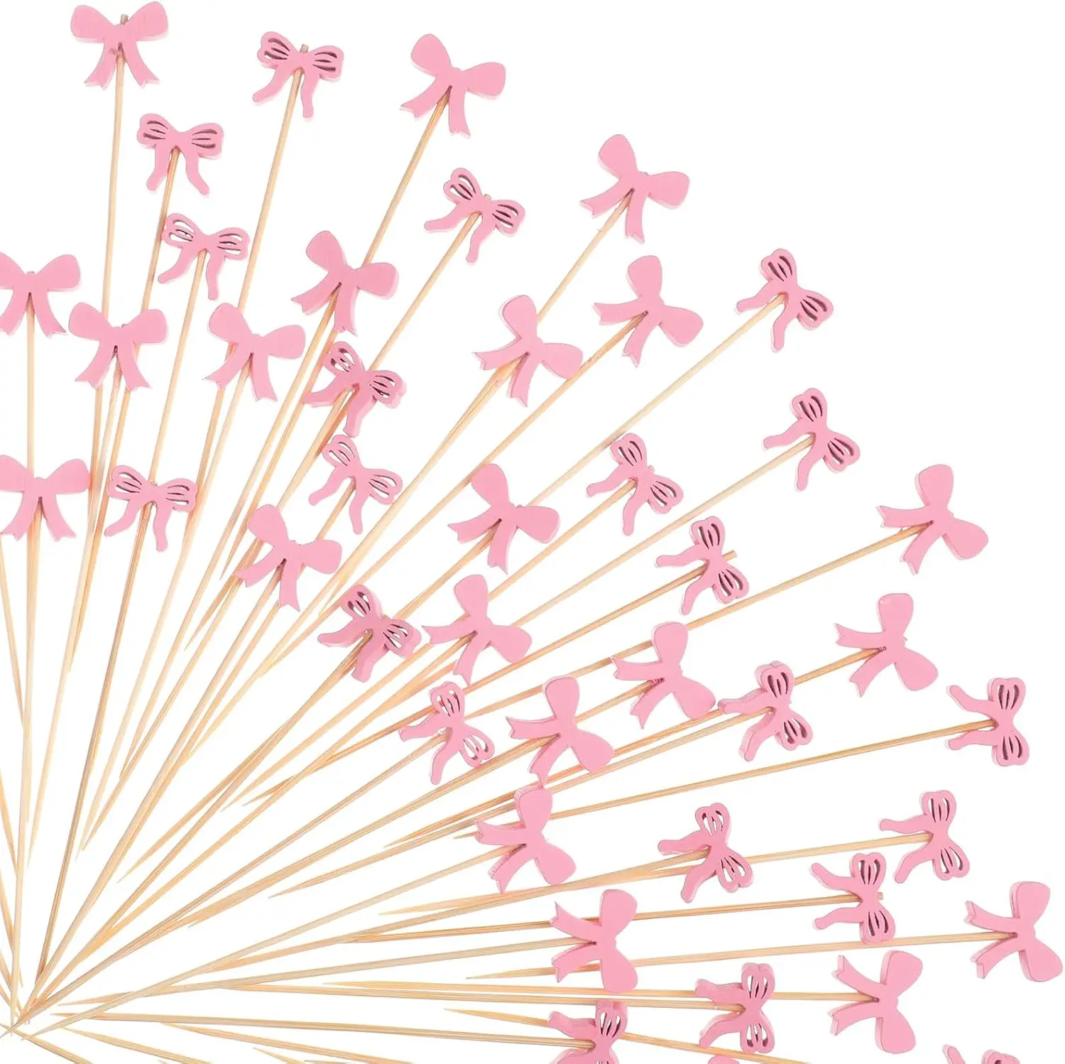 

Pcs Pink Bow Cocktail Picks, 4.72 Inch Bow Toothpicks Cocktail Pick for Appetizers, Fruit Cake Dessert Sandwiches Bamboo Toothpi