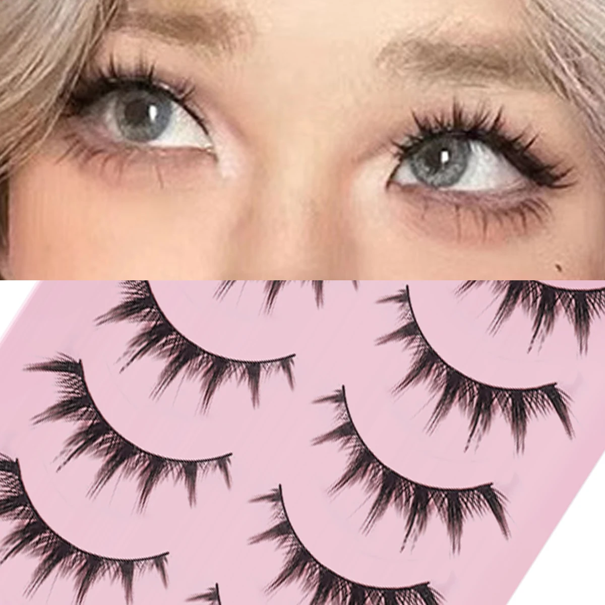 Ciglia Manga naturali morbide 5 paia di ciglia finte lunghe Ciglia a strisce sottili per il trucco degli occhi della bambola coreana