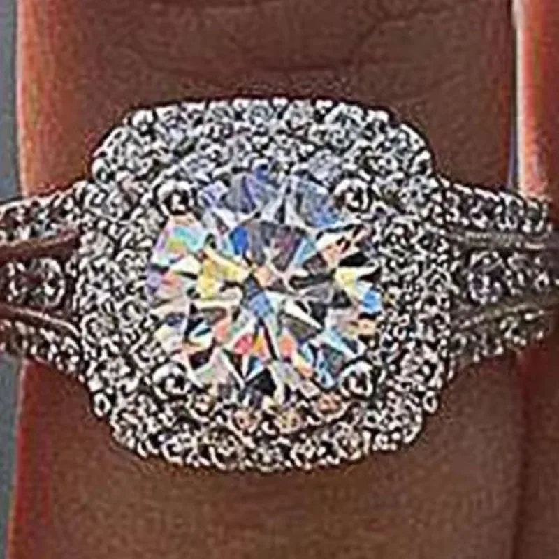 2026 new inlaid cubic zirconia ring luxury women's personalized silver eternal engagement couple anniversary gift popular jewelr