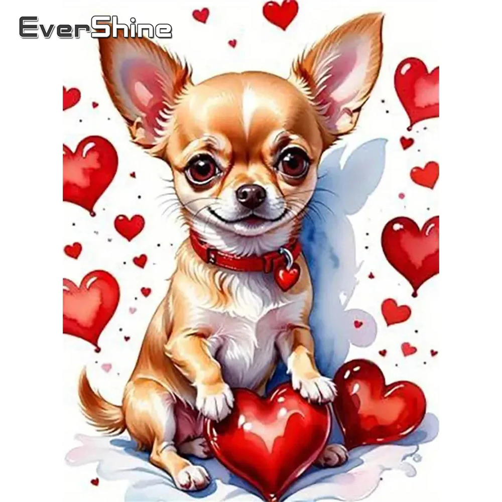 Evershine Elmas Boyama Köpek Hayvan Akrilik Zanaat Malzemeleri Elmas Mozaik Aşk Kalp DIY Nakış Karikatür Çocuk Hobi