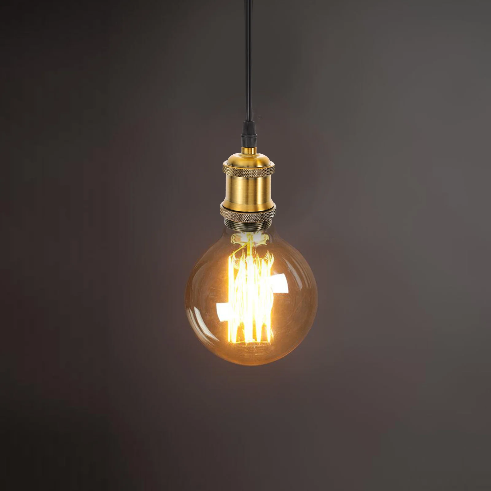 Corded Pendant Light Socket Plug Lamp Replacement Push Button Dimmable Switch Round Screw Base Compatible with E27 Bulbs Hanging