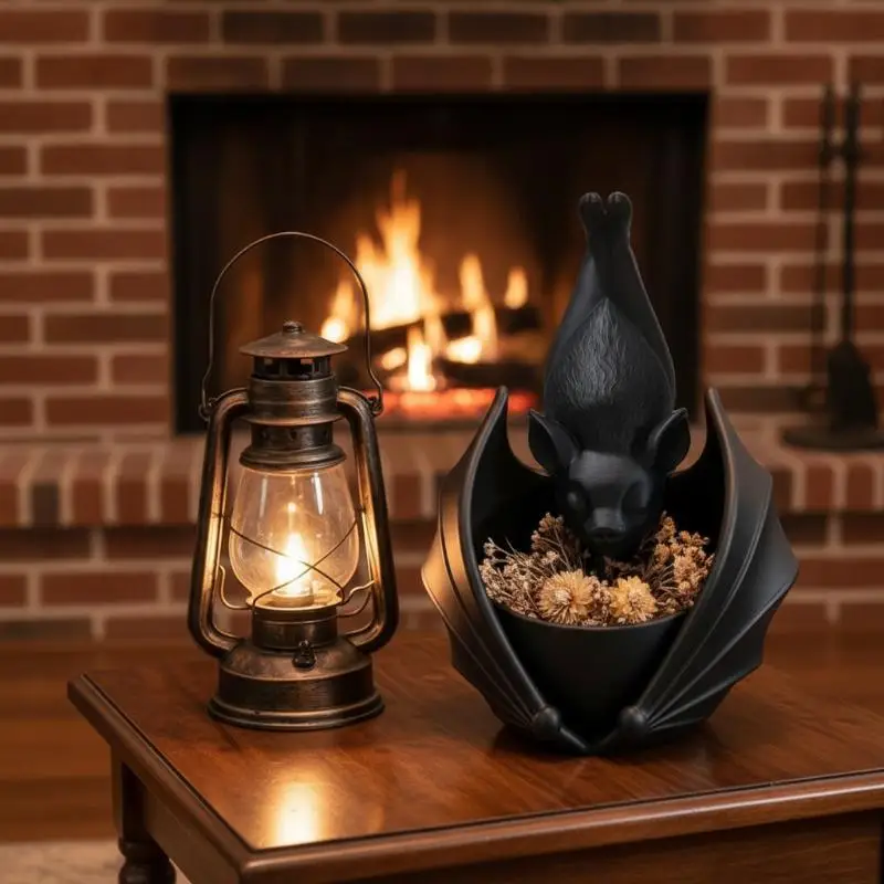 3D Printing Gothic Style Bat Hanging Planter Creative Whimsical Hanging  Planter Black Plastic Bat Wing Flowerpot