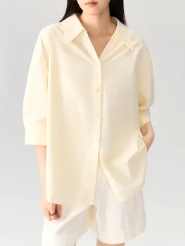 Dushu feminino estilo francês voltar oco chique camisa 2024 novo design de outono solto versátil camisa casual topo para o sexo feminino 24ds83030