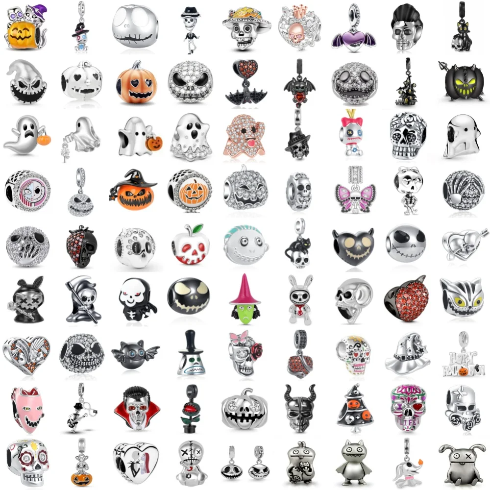 Neue Europa 925 Silber Charme Halloween Kürbis Schädel Perlen Fit Original Armband Frauen DIY Zubehör Schmuck Geschenk Geist Anhänger