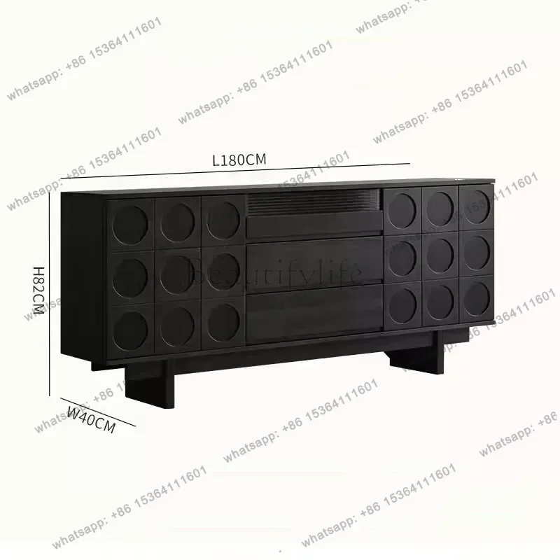 Nordic Solid Wood Sideboard Living Room Home Storage Cabinet Locker Mid-Ancient Retro Style Rattan Storage Cabinet Side Cabinet