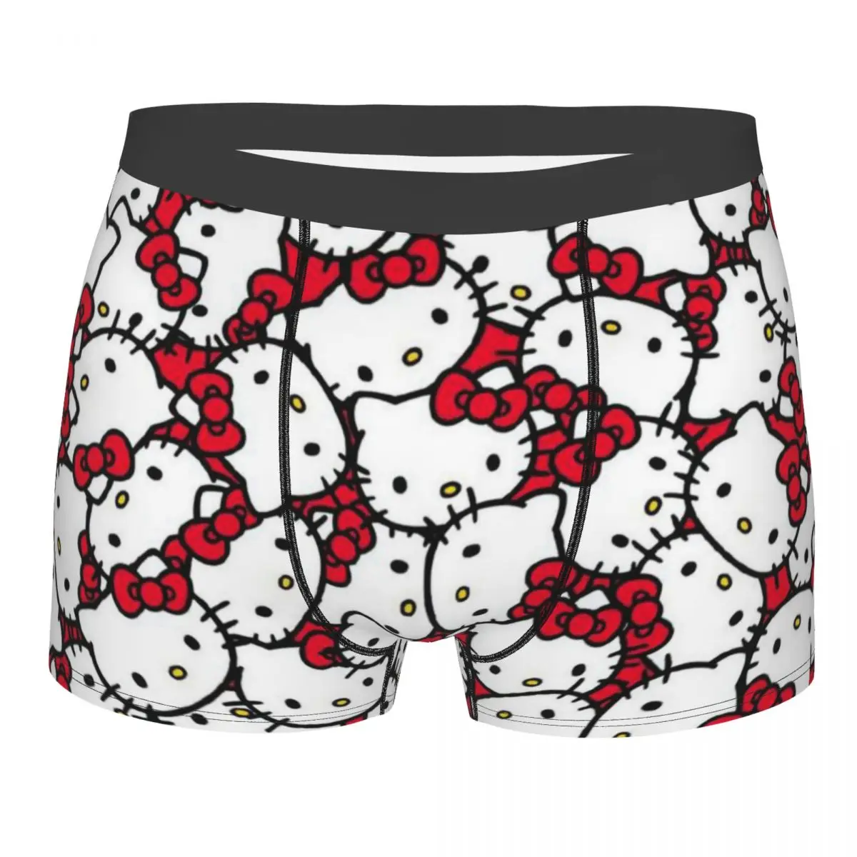 

Нижнее белье с рисунком Hello Kitty на заказ, мужские дышащие трусы-боксеры с героями мультфильмов, шорты, мягкие трусы для мужчин
