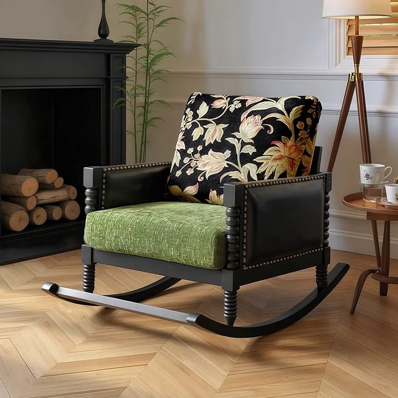 

Nordic Green Living Room Chairs Black Flowered Cozy Indoor Living Room Chairs Rocking Comfy Sedie Da Soggiorno Furniture Home