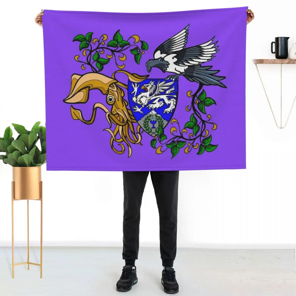 

The Squid and the Magpie (large Items) Throw Blanket Cozy Throw Blanket Birthday Gift for Him Her
