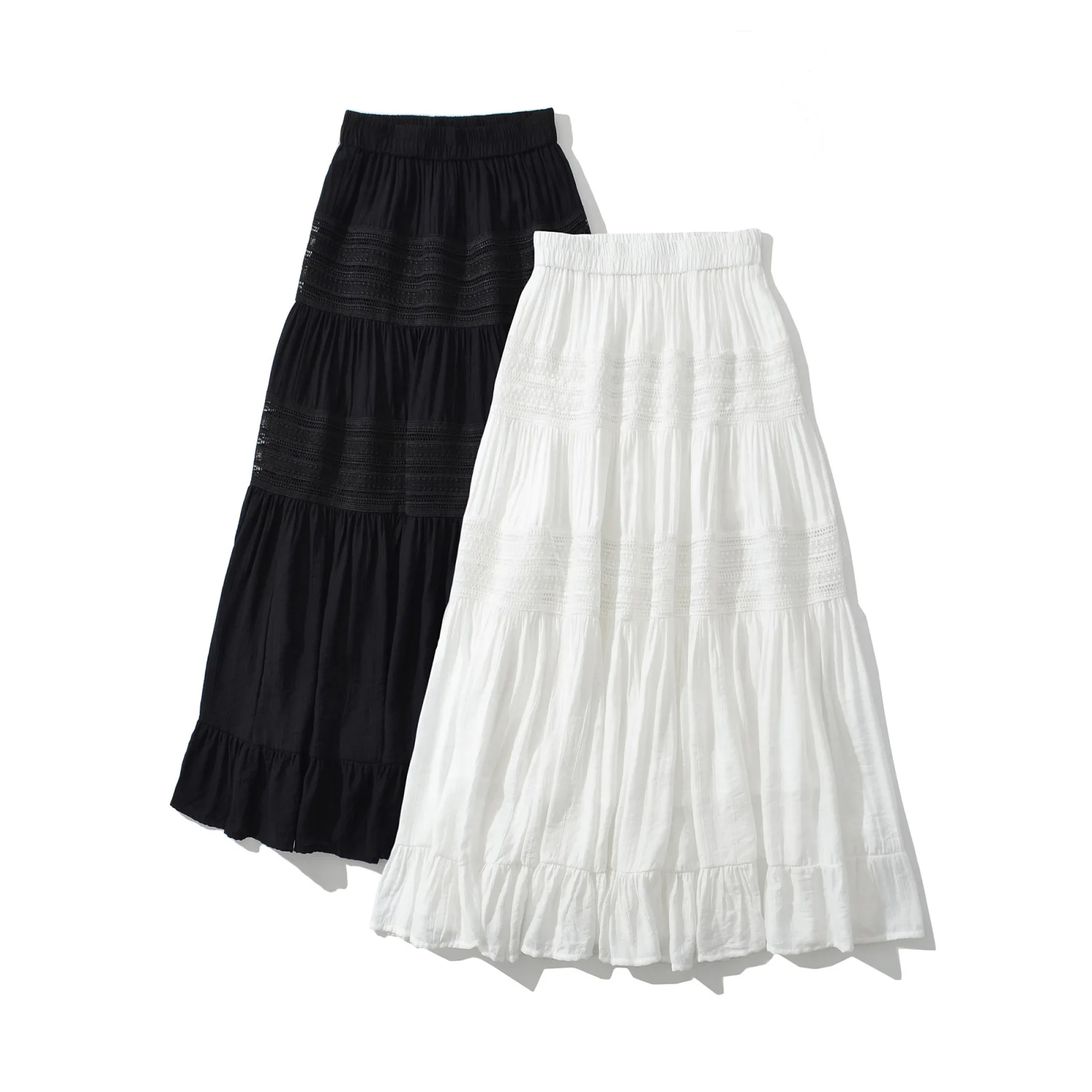 

Pure Desire Girl Sensation Meat Covering Slim A-Line Long f Skirt Fairy Hollow out Pleated Splicing f Body Skirt