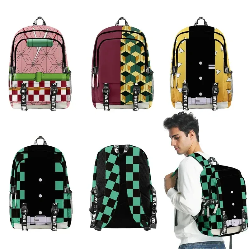 

Kimetsu No Yaiba Backpack Kamado Tanjirou Neuzko cosplay costume School Bags Canvas Bag Girl Boy Students Anime Backpack Bag