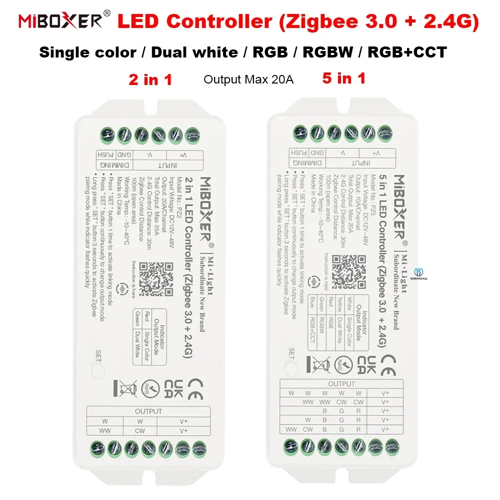 Zigbee-Contrôleur LED pour document unique, bande LED, PZ2, 2 en 1, PZ5, 5 en 1 Max, 20A, ATA Boxer, 3.0 + 2.4G RF, blanc, RVB, RGBW, RVB + CCT, touristes
