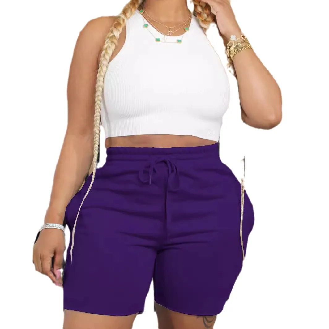 2025 Nuovo prodotto Pantaloncini con coulisse Tinta unita Moda Pantaloni casual Temperamento estivo da donna Pantaloncini giornalieri Abbigliamento donna