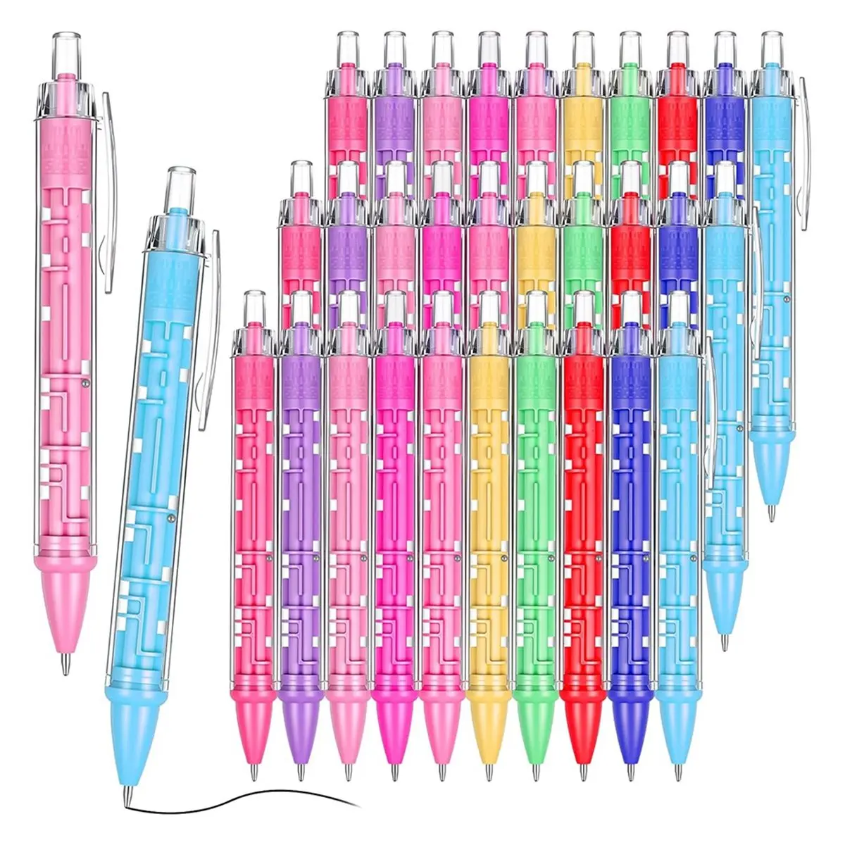 【New User-Coupon!】30 Pcs Maze Puzzle Ballpoint Pen Novelty Fun Fidget Pens with Ball Inside Stress Relief Puzzle Pen Return Gift