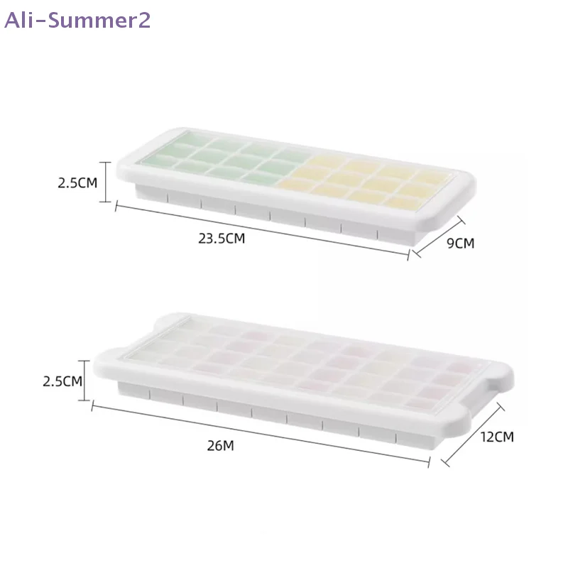 {Summer2} {Summer2} 24/36 Grid Ice Tray White With Lid Homemade Silicone Ice Cube Mold Press Easy Demoulding Home Ice Box view 6